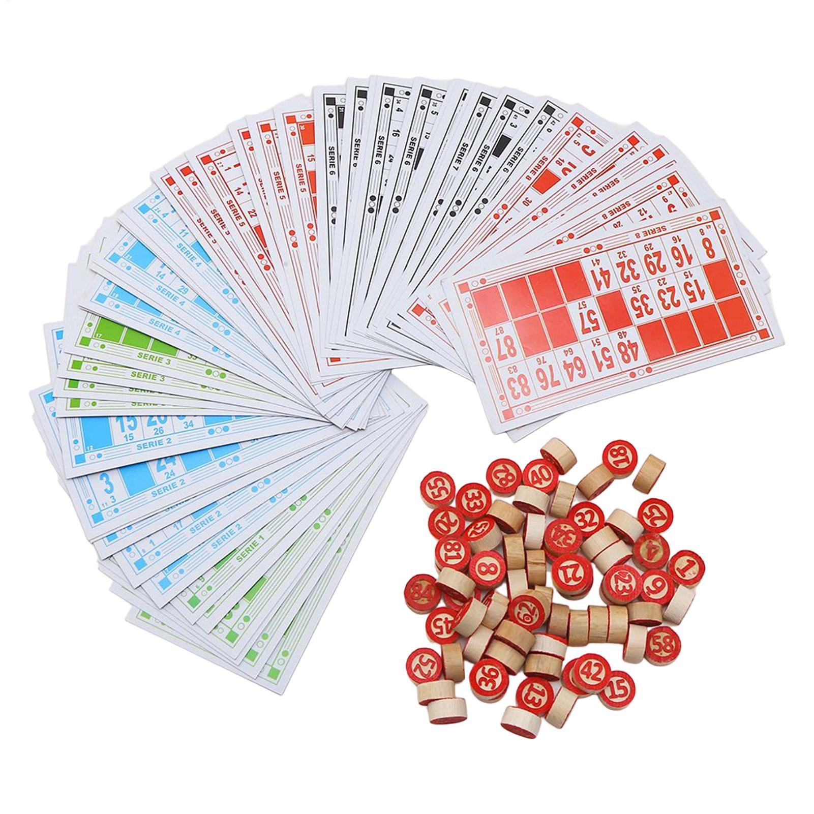 Party Games Large Groups - Vintage houten bingospelset met grote kaarten,