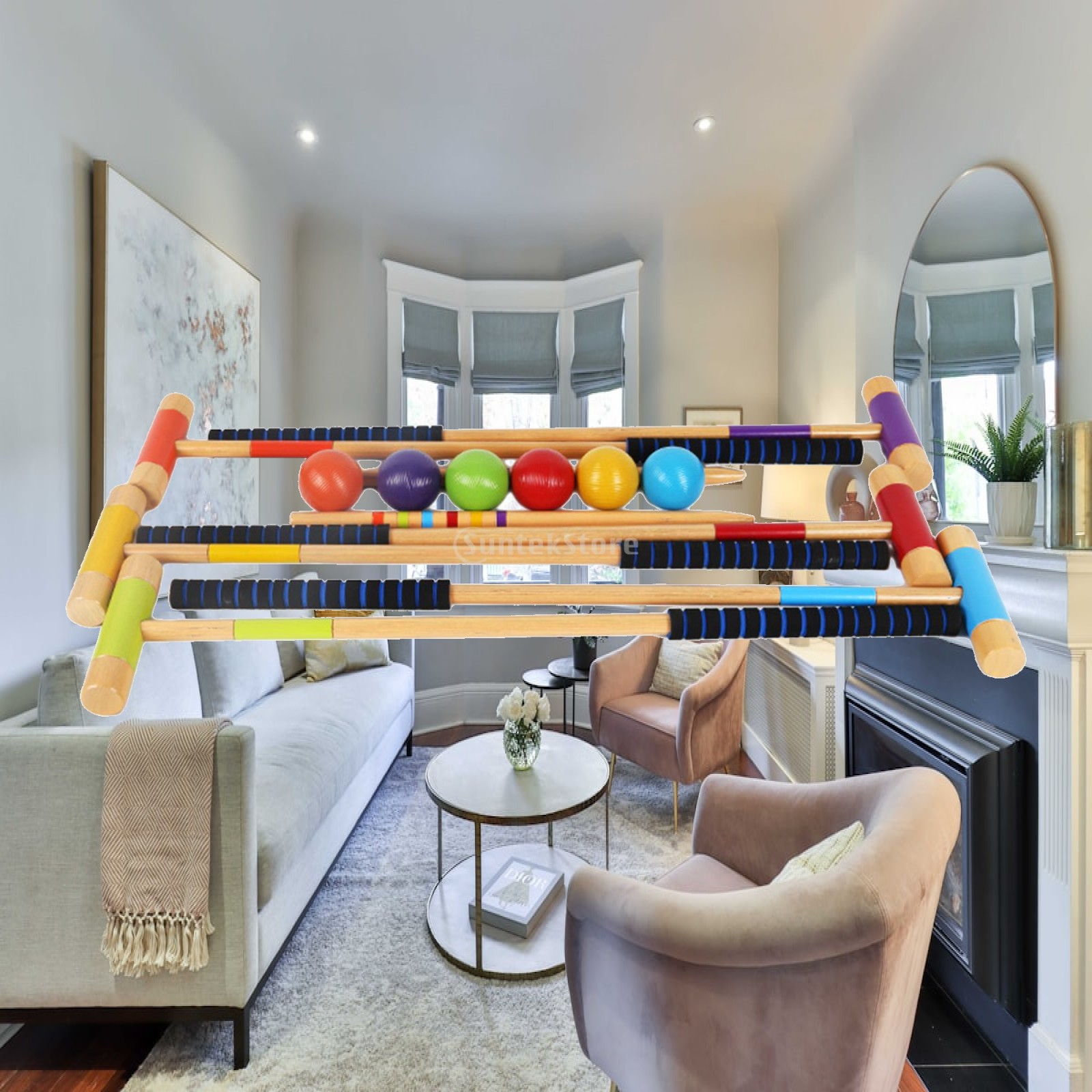 Croquet Set Lawn - 6-delige croquetset voor zes spelers, gekleurde