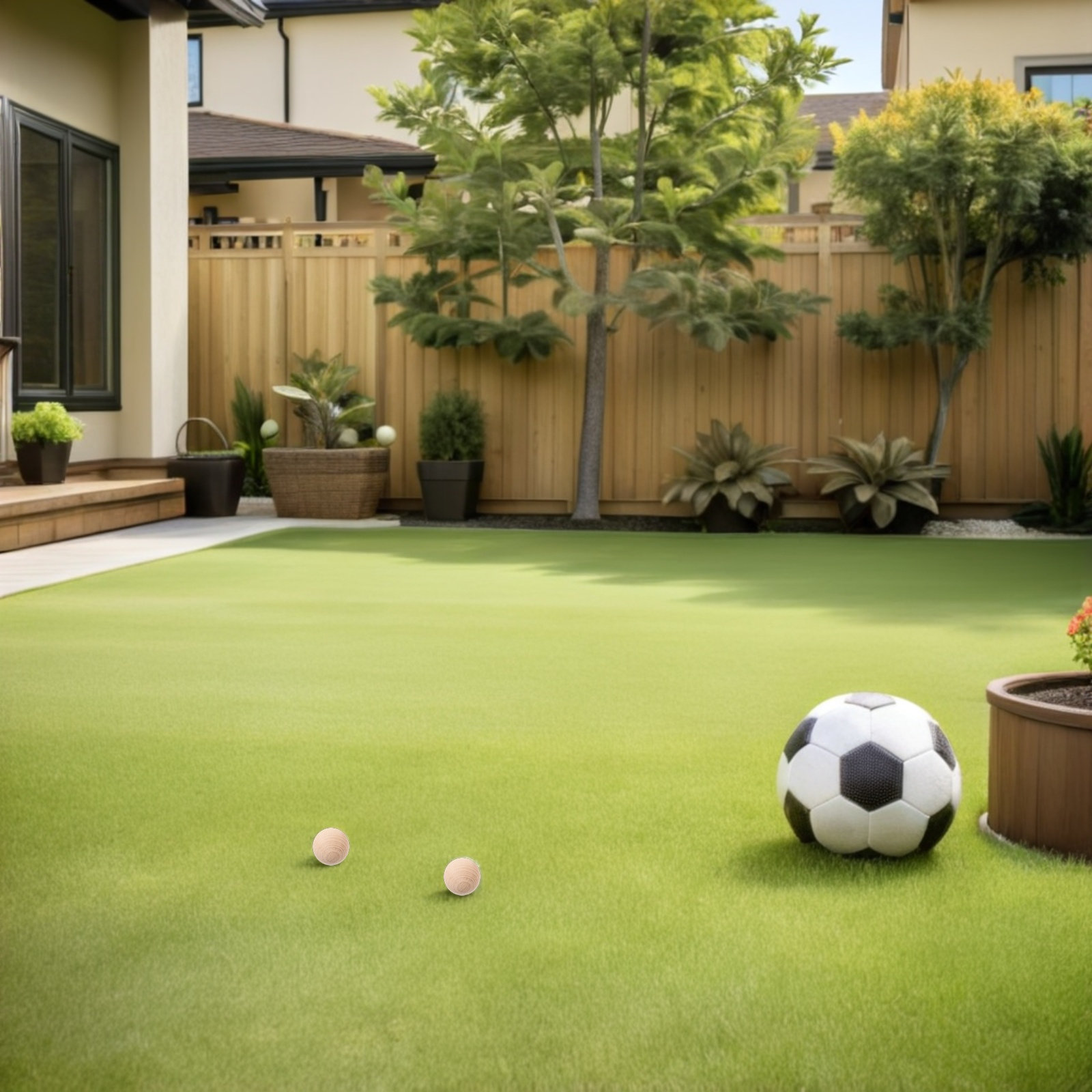 Croquet Set Lawn - 4 stuks natuurlijke houten croquetballen van