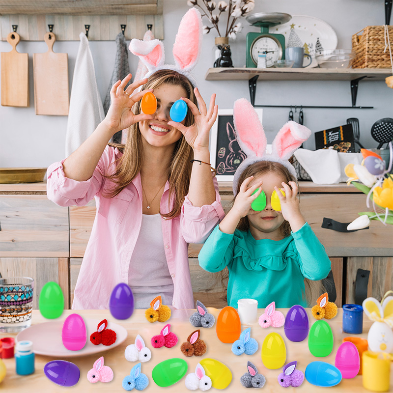 Party Games Egg - 24 stuks schattige paaseieren met konijnenfiguurtjes